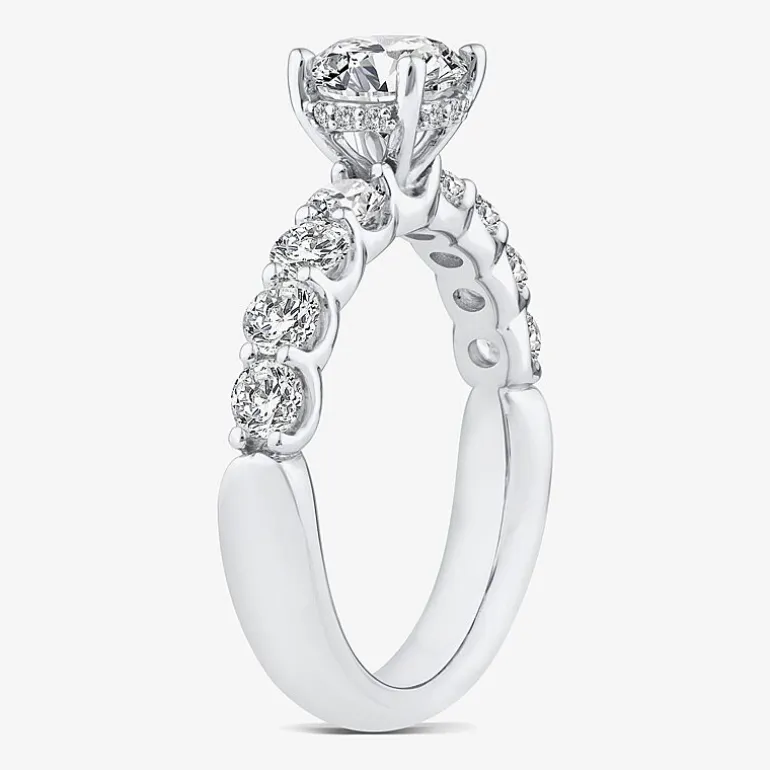 Signature By Modern Bride (G / Si1-Si2) Womens 2 CT. T.W. Lab Grown White Diamond 10K White or Yellow Gold Round Side Stone Engagement Ring
