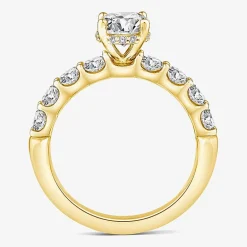 Signature By Modern Bride (G / Si1-Si2) Womens 2 CT. T.W. Lab Grown White Diamond 10K White or Yellow Gold Round Side Stone Engagement Ring