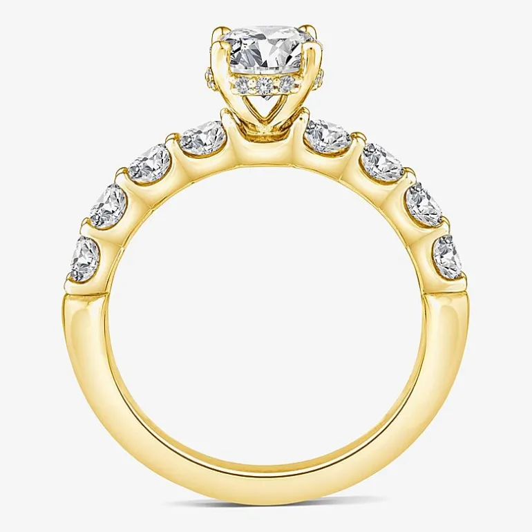Signature By Modern Bride (G / Si1-Si2) Womens 2 CT. T.W. Lab Grown White Diamond 10K White or Yellow Gold Round Side Stone Engagement Ring