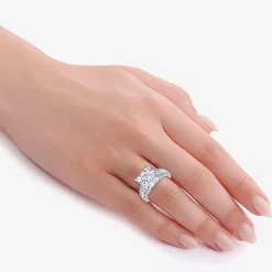Signature By Modern Bride (G, Vs2-Si1) Womens 8 1/4 Ct. T.W. Lab Grown White Diamond 14K Gold Side Stone Engagement Ring