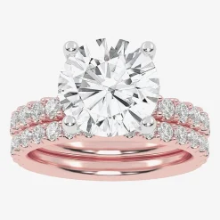 Signature By Modern Bride (G / Vs2-Si1) Womens 4 CT. T.W. Lab Grown White Diamond 14K Gold Round Side Stone Bridal Set
