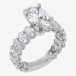 Signature By Modern Bride (G / Vs2-Si1) Womens 5 CT. T.W. Lab Grown White Diamond 14K Gold Oval Side Stone Engagement Ring