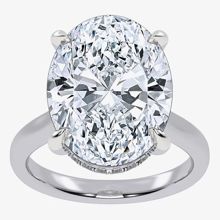 Signature By Modern Bride (G/Vs2-Si1) Womens 8 1/4 Ct. T.W. Lab Grown White Diamond 14K Gold Oval Solitaire Engagement Ring