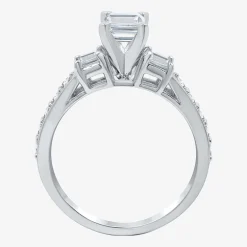 Signature By Modern Bride (H-I / Si1-Si2) Womens 2 CT. T.W. Lab Grown White Diamond 10K Gold Side Stone 3-Stone Engagement Ring