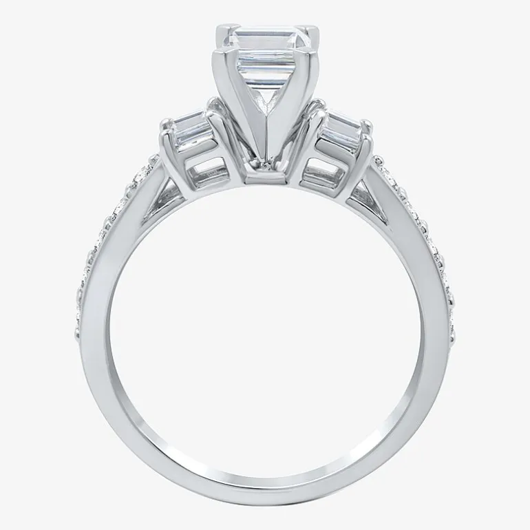 Signature By Modern Bride (H-I / Si1-Si2) Womens 2 CT. T.W. Lab Grown White Diamond 10K Gold Side Stone 3-Stone Engagement Ring