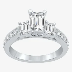 Signature By Modern Bride (H-I / Si1-Si2) Womens 2 CT. T.W. Lab Grown White Diamond 10K Gold Side Stone 3-Stone Engagement Ring