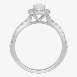 Signature By Modern Bride (H-I / Si2) Womens 1 CT. T.W. Lab Grown White Diamond 10K Gold Pear Side Stone Halo Engagement Ring