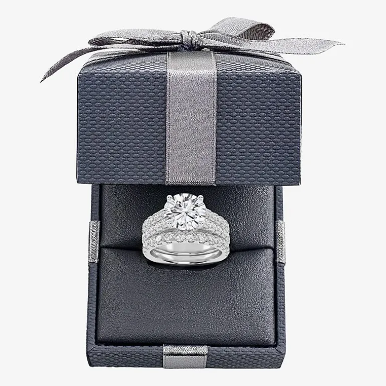 Signature By Modern Bride (H-I / Si1-Si2) Womens 5 CT. T.W. Lab Grown White Diamond 14K Gold Round Bridal Set