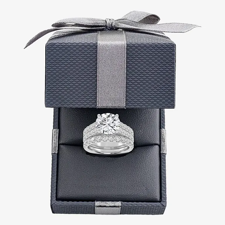 Signature By Modern Bride (H-I / Si1-Si2) Womens 5 CT. T.W. Lab Grown White Diamond 14K Gold Round Bridal Set