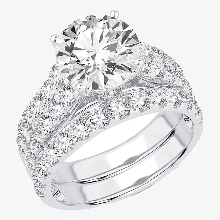 Signature By Modern Bride (H-I / Si1-Si2) Womens 5 CT. T.W. Lab Grown White Diamond 14K Gold Round Bridal Set
