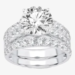 Signature By Modern Bride (H-I / Si1-Si2) Womens 5 CT. T.W. Lab Grown White Diamond 14K Gold Round Bridal Set