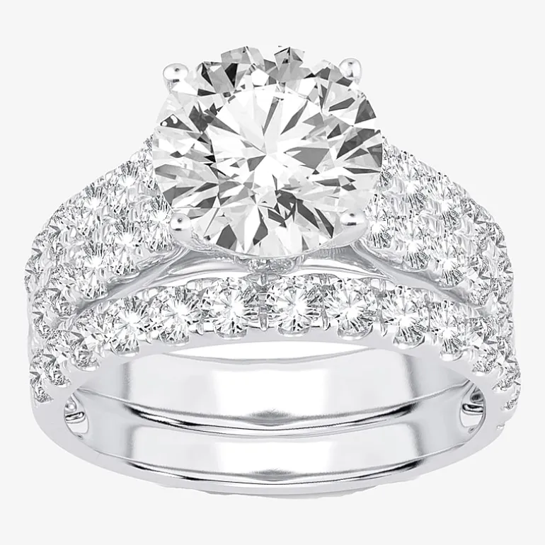 Signature By Modern Bride (H-I / Si1-Si2) Womens 5 CT. T.W. Lab Grown White Diamond 14K Gold Round Bridal Set