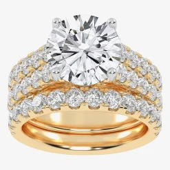 Signature By Modern Bride (H-I / Si1-Si2) Womens 5 CT. T.W. Lab Grown White Diamond 14K Gold Round Bridal Set