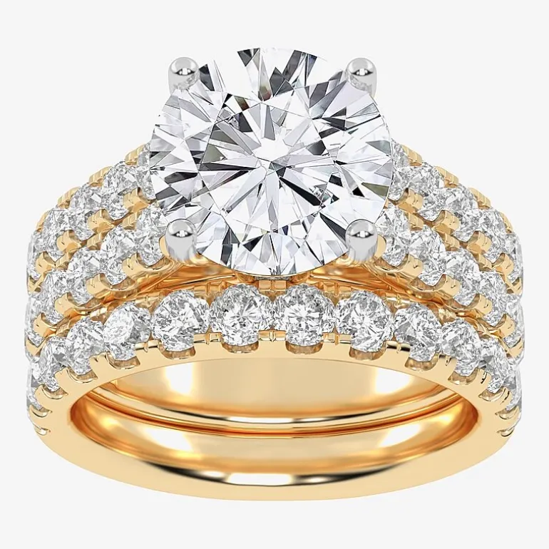 Signature By Modern Bride (H-I / Si1-Si2) Womens 5 CT. T.W. Lab Grown White Diamond 14K Gold Round Bridal Set