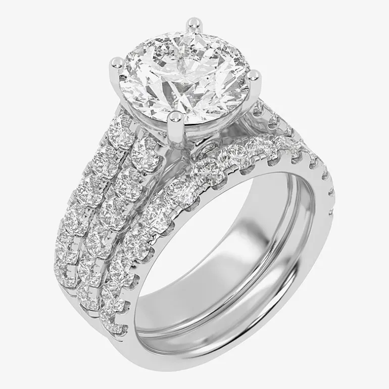 Signature By Modern Bride (H-I / Si1-Si2) Womens 5 CT. T.W. Lab Grown White Diamond 14K Gold Round Bridal Set
