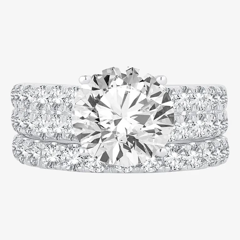 Signature By Modern Bride (H-I / Si1-Si2) Womens 5 CT. T.W. Lab Grown White Diamond 14K Gold Round Bridal Set