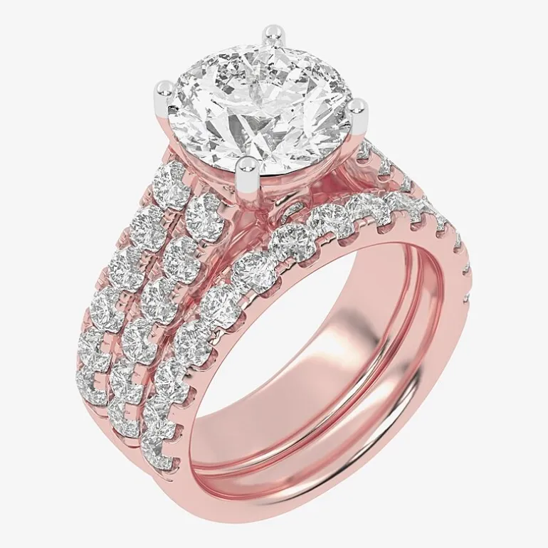 Signature By Modern Bride (H-I / Si1-Si2) Womens 5 CT. T.W. Lab Grown White Diamond 14K Gold Round Bridal Set