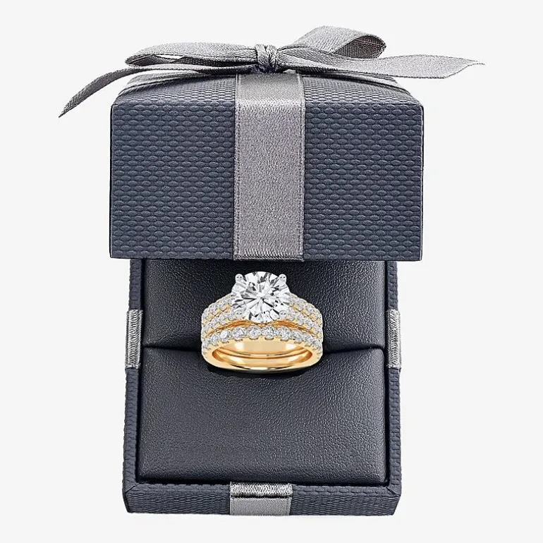 Signature By Modern Bride (H-I / Si1-Si2) Womens 5 CT. T.W. Lab Grown White Diamond 14K Gold Round Bridal Set