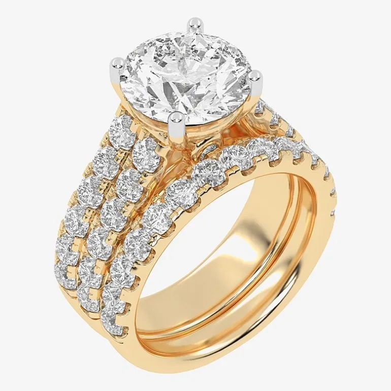 Signature By Modern Bride (H-I / Si1-Si2) Womens 5 CT. T.W. Lab Grown White Diamond 14K Gold Round Bridal Set