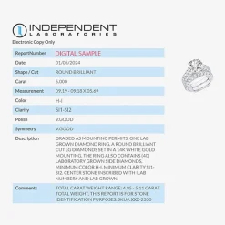 Signature By Modern Bride (H-I / Si1-Si2) Womens 5 CT. T.W. Lab Grown White Diamond 14K Gold Round Bridal Set