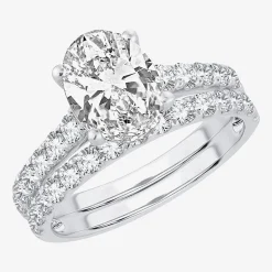 Signature By Modern Bride (H-I / Si1-Si2) Womens 2 CT. T.W. Lab Grown White Diamond 14K Gold Oval Bridal Set
