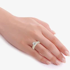 Signature By Modern Bride (H-I / Si1-Si2) Womens 2 CT. T.W. Lab Grown White Diamond 14K Gold Oval Bridal Set