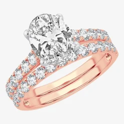 Signature By Modern Bride (H-I / Si1-Si2) Womens 2 CT. T.W. Lab Grown White Diamond 14K Gold Oval Bridal Set