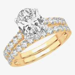 Signature By Modern Bride (H-I / Si1-Si2) Womens 2 CT. T.W. Lab Grown White Diamond 14K Gold Oval Bridal Set