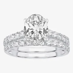 Signature By Modern Bride (H-I / Si1-Si2) Womens 2 CT. T.W. Lab Grown White Diamond 14K Gold Oval Bridal Set