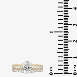 Signature By Modern Bride (H-I / Si1-Si2) Womens 2 CT. T.W. Lab Grown White Diamond 14K Gold Oval Bridal Set