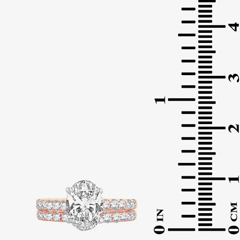 Signature By Modern Bride (H-I / Si1-Si2) Womens 2 CT. T.W. Lab Grown White Diamond 14K Gold Oval Bridal Set