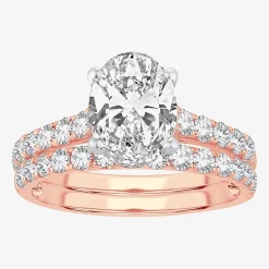 Signature By Modern Bride (H-I / Si1-Si2) Womens 2 CT. T.W. Lab Grown White Diamond 14K Gold Oval Bridal Set