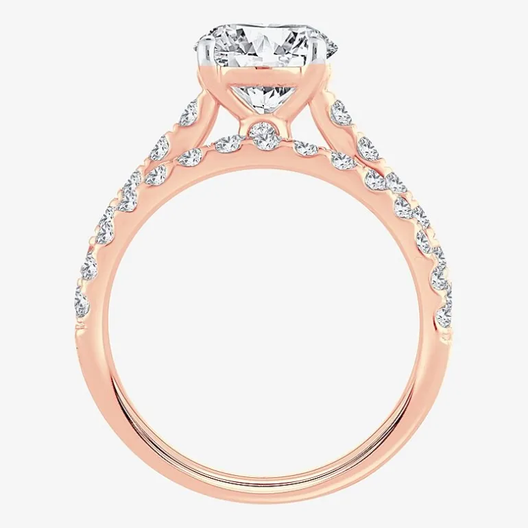 Signature By Modern Bride (H-I / Si1-Si2) Womens 2 CT. T.W. Lab Grown White Diamond 14K Gold Round Bridal Set