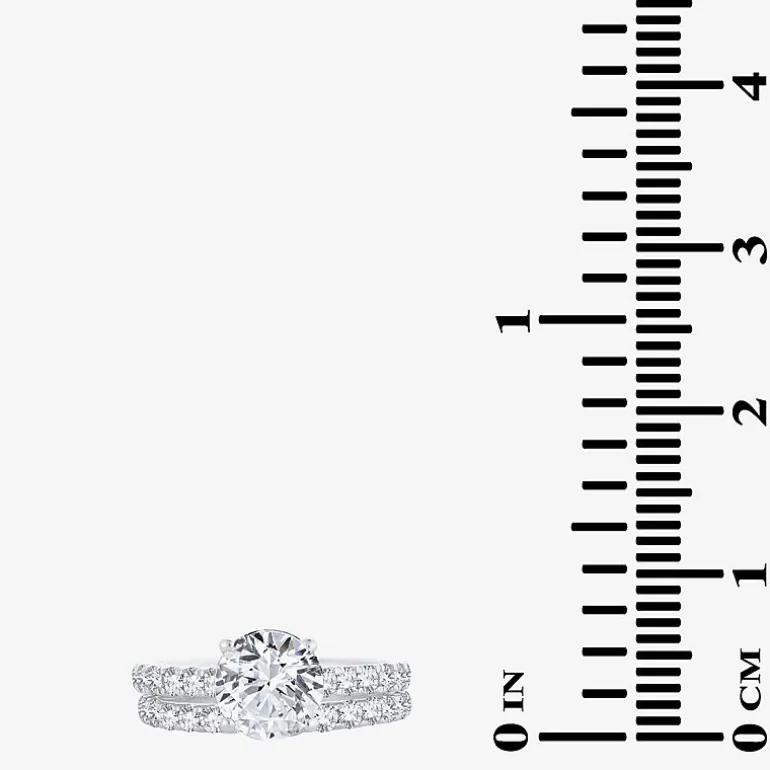 Signature By Modern Bride (H-I / Si1-Si2) Womens 2 CT. T.W. Lab Grown White Diamond 14K Gold Round Bridal Set
