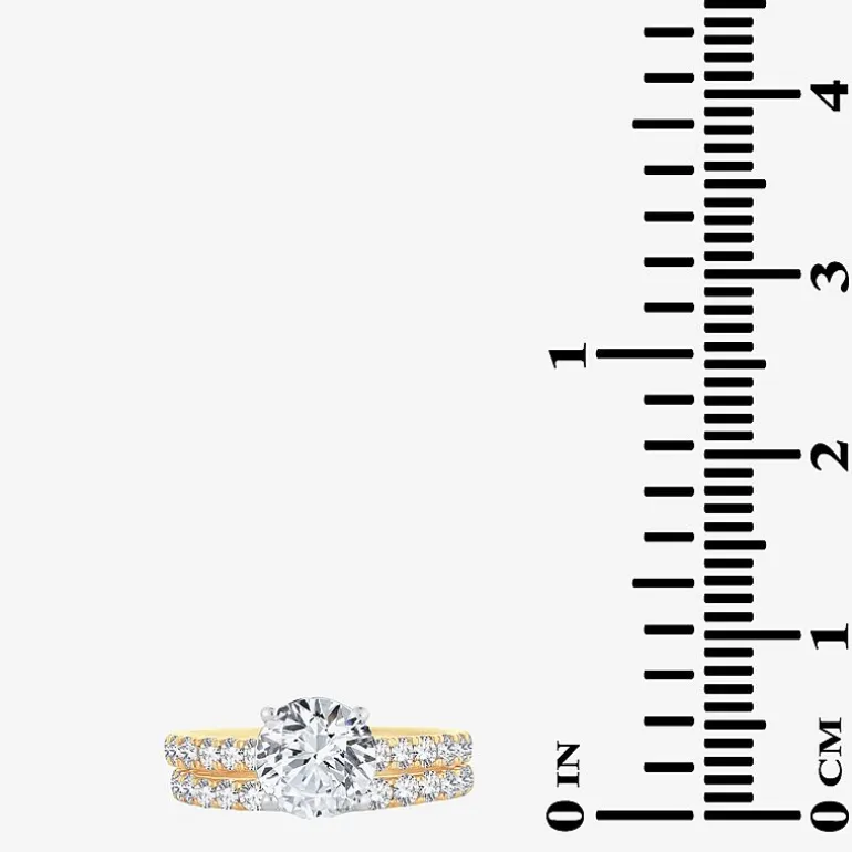 Signature By Modern Bride (H-I / Si1-Si2) Womens 2 CT. T.W. Lab Grown White Diamond 14K Gold Round Bridal Set