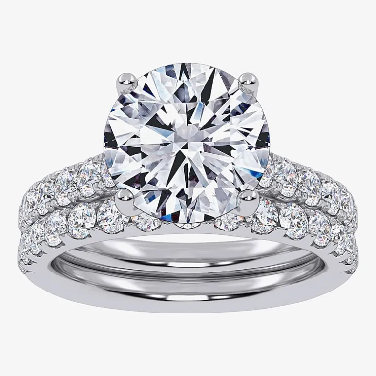 Signature By Modern Bride (H-I / Si1-Si2) Womens 2 CT. T.W. Lab Grown White Diamond 14K Gold Round Bridal Set