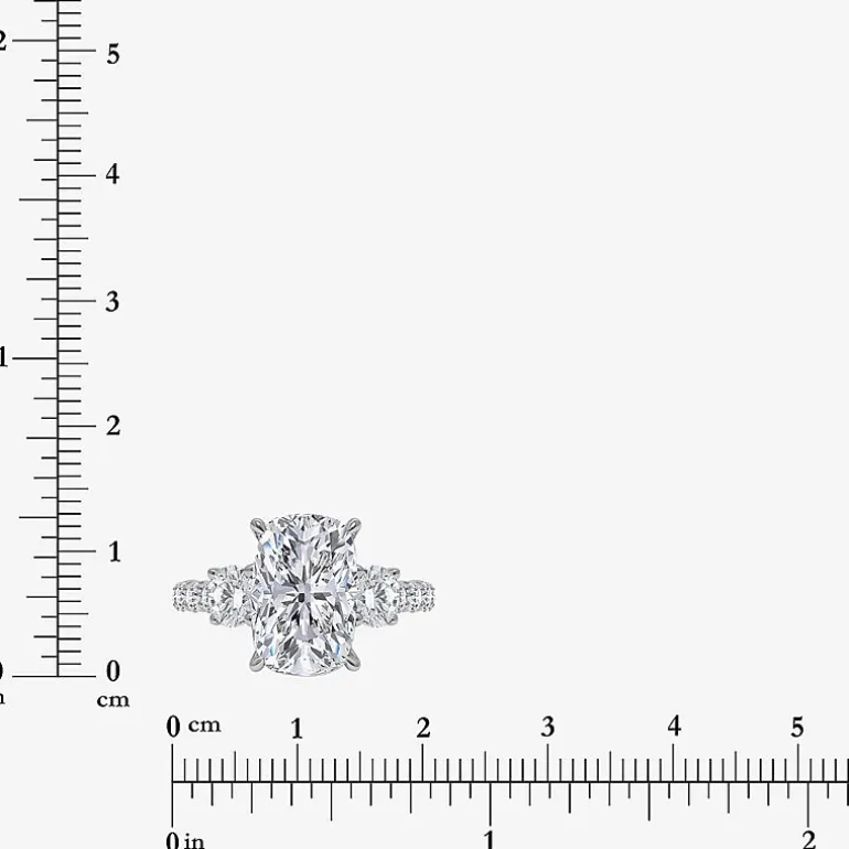 Signature By Modern Bride (I / Si2) Womens 6 3/8 Ct. T.W. Lab Grown White Diamond 14K Gold Cushion Side Stone Engagement Ring