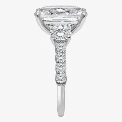 Signature By Modern Bride (I / Si2) Womens 6 3/8 Ct. T.W. Lab Grown White Diamond 14K Gold Cushion Side Stone Engagement Ring