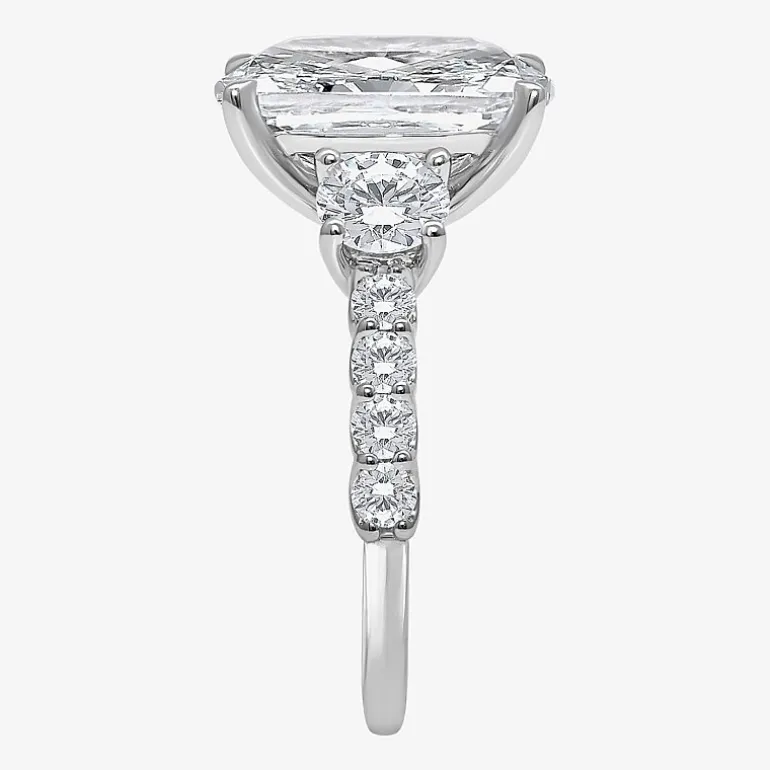Signature By Modern Bride (I / Si2) Womens 6 3/8 Ct. T.W. Lab Grown White Diamond 14K Gold Cushion Side Stone Engagement Ring