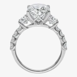 Signature By Modern Bride (I / Si2) Womens 6 3/8 Ct. T.W. Lab Grown White Diamond 14K Gold Cushion Side Stone Engagement Ring