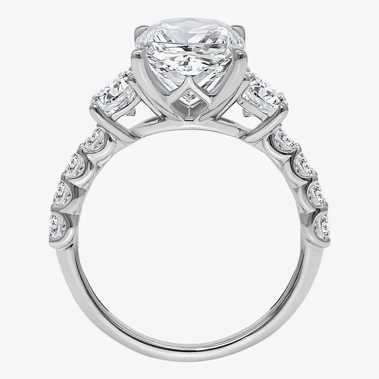 Signature By Modern Bride (I / Si2) Womens 6 3/8 Ct. T.W. Lab Grown White Diamond 14K Gold Cushion Side Stone Engagement Ring