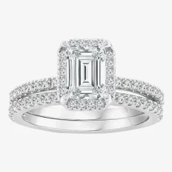 Signature By Modern Bride Womens 2 CT. T.W. Lab Grown White Diamond 10K or 14K Gold Side Stone Bridal Set