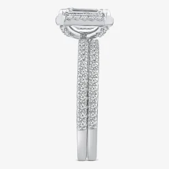 Signature By Modern Bride Womens 2 CT. T.W. Lab Grown White Diamond 10K or 14K Gold Side Stone Bridal Set