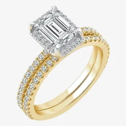 Signature By Modern Bride Womens 2 CT. T.W. Lab Grown White Diamond 10K or 14K Gold Side Stone Bridal Set