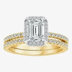 Signature By Modern Bride Womens 2 CT. T.W. Lab Grown White Diamond 10K or 14K Gold Side Stone Bridal Set