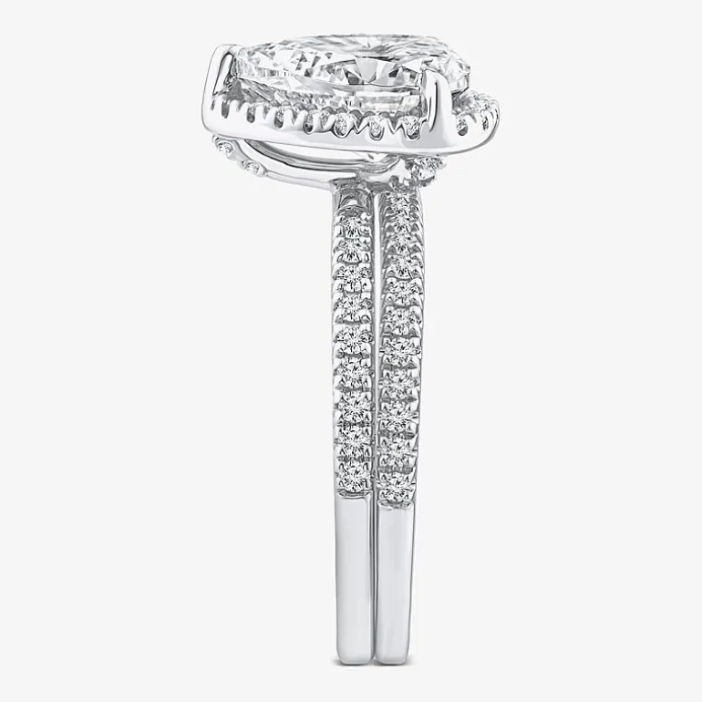 Signature By Modern Bride Womens 2 CT. T.W. Lab Grown White Diamond 10K or 14K Gold Pear Side Stone Bridal Set