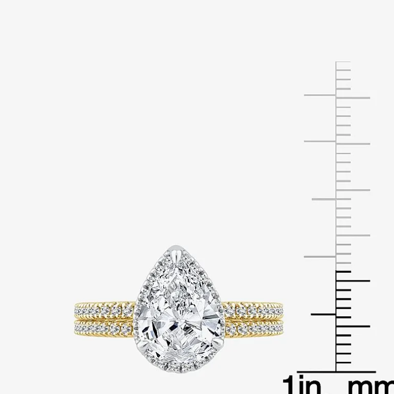 Signature By Modern Bride Womens 2 CT. T.W. Lab Grown White Diamond 10K or 14K Gold Pear Side Stone Bridal Set