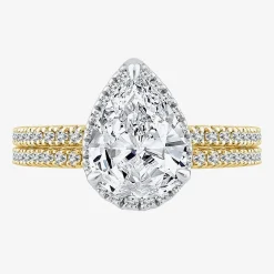 Signature By Modern Bride Womens 2 CT. T.W. Lab Grown White Diamond 10K or 14K Gold Pear Side Stone Bridal Set