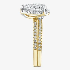 Signature By Modern Bride Womens 2 CT. T.W. Lab Grown White Diamond 10K or 14K Gold Pear Side Stone Bridal Set