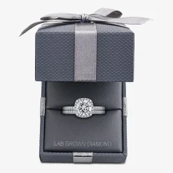 Signature By Modern Bride Womens 2 CT. T.W. Lab Grown White Diamond 10K White Gold Round Side Stone Halo Bridal Set